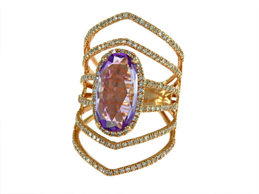 E.H. Collection 4.30 ct Amethyst and Diamond Ring 11245