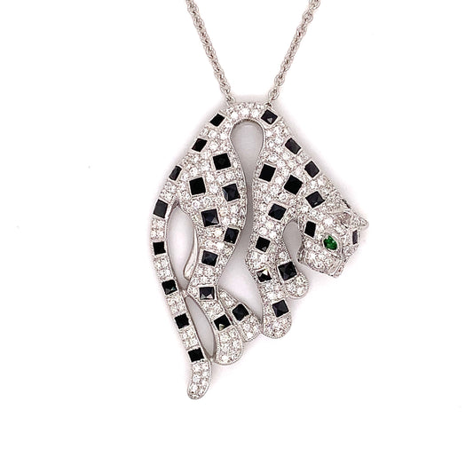 2.01 ctw Diamond and 18K White Gold Panther Necklace