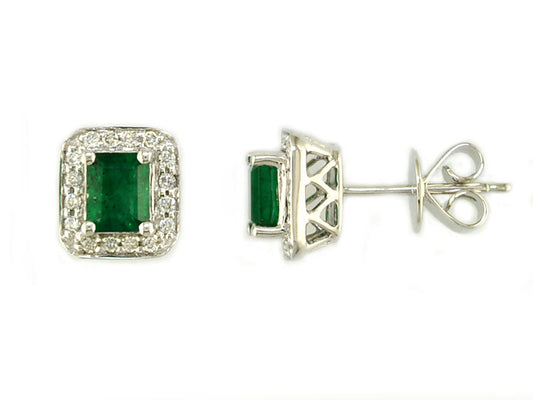 E.H. Collection .95 cttw Emerald and Diamond Earrings 11356