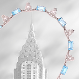 Aristocrat Art Deco Style Blue Topaz and Diamond 18K White Gold Necklace