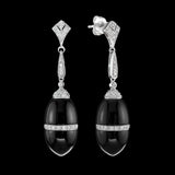 Aristocrat Art Deco Style Onyx and Diamond Earrings