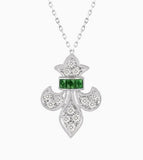 Aristocrat Art Deco Style Tsavorite and Diamond 14K White Gold Necklace