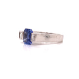 Estate Fine Ceylon 1.77 ct Sapphire .15 cttw Diamond Platinum Ring 10599