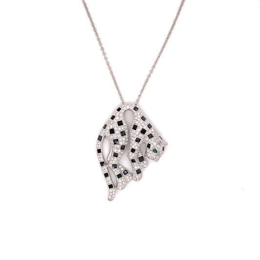 2.01 ctw Diamond and 18K White Gold Panther Necklace