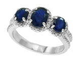 E.H. Collection 1.81 cttw Sapphire and Diamond 3 Stone Ring 11435