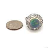 Estate Opal and Diamond Platinum Ring 09174