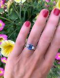 Fine Ceylon Sapphire and Diamond Platinum 3-Stone Ring