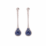 Aristocrat Art Deco Style 5.95 ctw Sapphire and Diamond18K White Gold Dangle Earrings