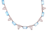 Aristocrat Art Deco Style Blue Topaz and Diamond 18K White Gold Necklace