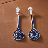 Sapphire and Diamond 14K White Gold Dangle Earrings