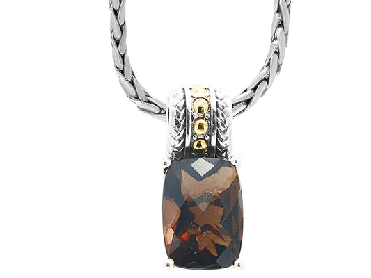 E.H. Collection 5.55 ct Smoky Quartz 18K/Silver Pendant 11276