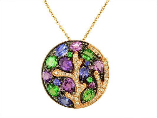 E.H. Collection 3.87 cttw Multicolor Gemstone and Diamond Pendant 11314