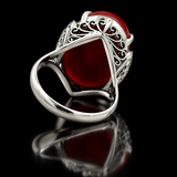 Estate Fine Red Coral & Diamond Ring