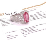 Estate 2.81ct Pink Sapphire Diamond Platinum Ring (GIA Report NO HEAT) 14343