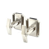 New Designer Colbri Faceted Onyx 14K White Gold Cuff Links 13772