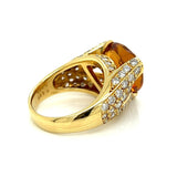 Estate Italian Designer 6.88 ct Citrine & Diamond 18k Yellow Gold Ring 15317