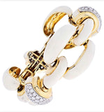 Designer Roberto Legnazzi White Enamel &  Diamond 4.20 cttw Yellow Gold Bracelet 01167