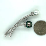 Estate Designer Molina South Sea & Tahitian Pearl Diamond Brooch 13881