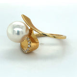 Estate Designer A & Z Pearl Co. 10mm Pearl Diamond Ring 13874