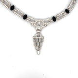 Classy Estate 12.00 ctw Diamond Onyx Platinum Necklace 14105