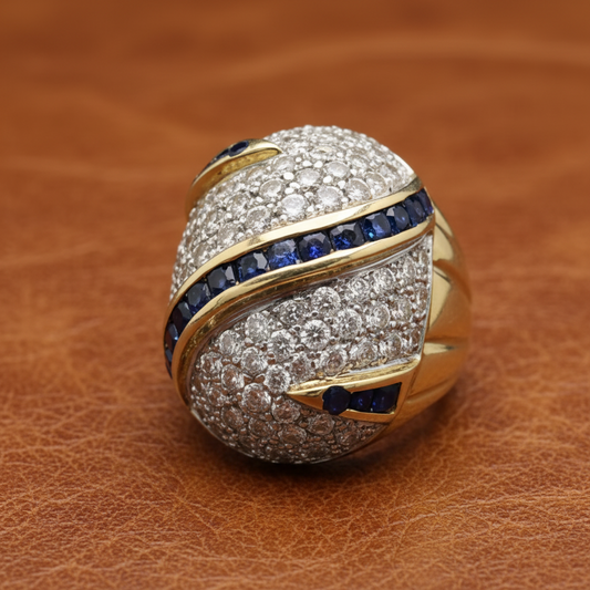Estate 2.75 cttw Diamond and Sapphire Bold Ring 13825