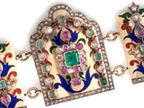 Estate Made In France For Blums & Vogue Of Chicago Diamond Emerald Ruby 18K Yellow Gold Polychrome Enamel Bracelet 14100