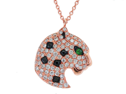 E.H. Collection .42 cttw Diamond and Tsavorite Panther Necklace 12897