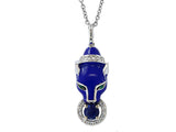 E.H. Collection Sapphire Diamond and Blue Enamel Panther Pendant with Chain 12933