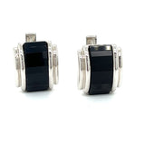 New Designer Colbri Faceted Onyx 14K White Gold Cuff Links 13772