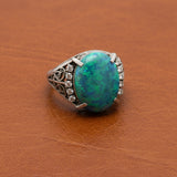 Black Opal and Diamond Platinum Ring