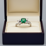 Designer Sena Emerald and Diamond Platinum Ring