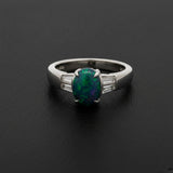 Fine Black Opal and Diamond Platinum Ring