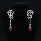 Designer Bergio Diamond and Rubellite 18kt White Gold Earrings