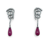 Designer Bergio Diamond and Rubellite 18kt White Gold Earrings