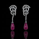 Designer Bergio Diamond and Rubellite 18kt White Gold Earrings