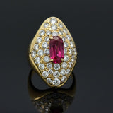 Natural 1.37ct Ruby and Diamond 18k Yellow Gold Ring
