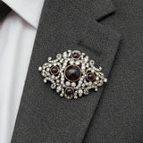 Victorian 1880's Diamond and Garnet 14k White Gold and Silver Pendant/Brooch