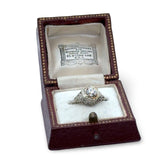 Art Deco .46ct. Old European Cut Diamond Filigree 14k White Gold Ring