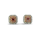 Modern Natural Fancy Pink and White Diamond 18K White Gold Earrings