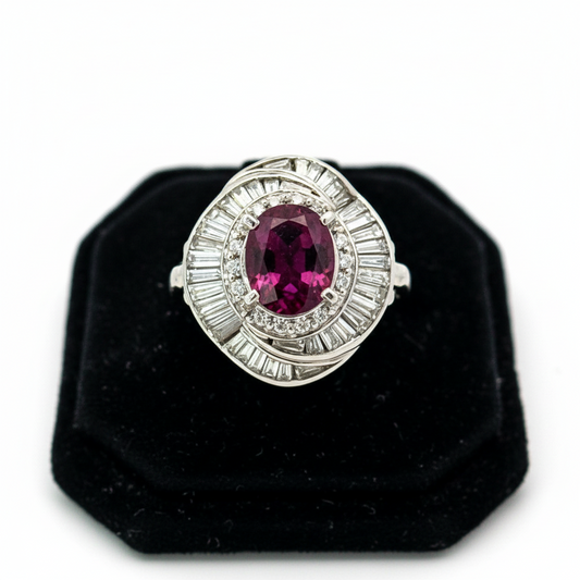 1970's Modern Ruby and Diamond Platinum Ring