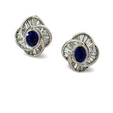 Modern 1970's No Heat Fine Sapphire and Diamond Platinum Earrings
