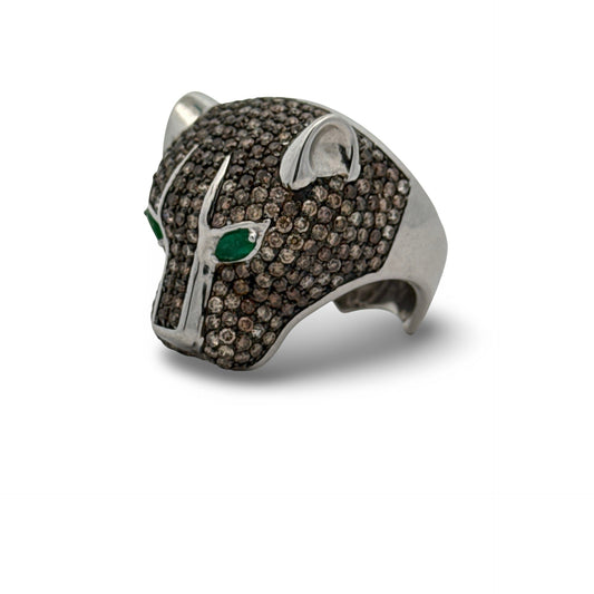 Effy Diamond, Emerald and 14K White Gold Ring