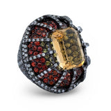 Citrine, Orange Sapphire, Diamond Designer Ring