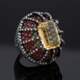 Citrine, Orange Sapphire, Diamond Designer Ring