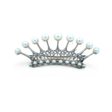 Designer Mikimoto Cultured Pearl and Platinum Crown Brooch