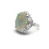 Fine Opal and Diamond Platinum Ring