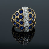 Sapphire, Diamond and 18K White and Yellow Gold Ring