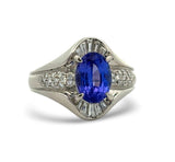 Tanzanite and Diamond Platinum Ring