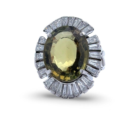 Natural 10.31ct Color Change Alexandrite and Diamond Platinum Ring (GIA)