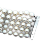 Italian 5 Row 7.75-8.50mm Cultured Pearl 14K White Gold Wide Bracelet
